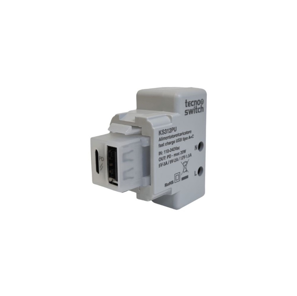 CARICATORE USB TIPO A + C  KEYSTONE UNIVERSALE